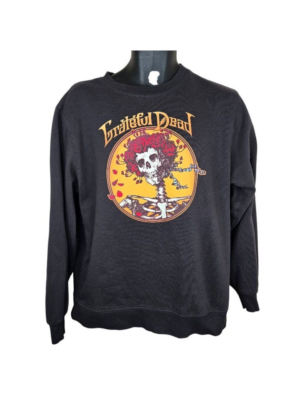 Grateful Dead Skeleton Roses Graphic Sweatshirt Black Crewneck Mens L